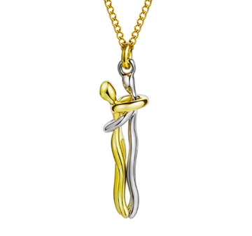 Silver Couple Hug Necklace - With Ready To Gift Box & Self Writng Note For Your Partner- Birthday/Valentine's Day Gift For Couples - Premium Quality Craftmanship